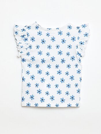 Camiseta de punto de manga corta con volantes