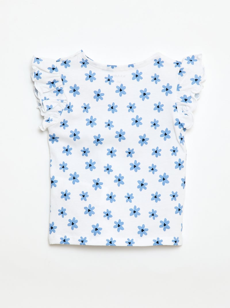 Camiseta de punto de manga corta con volantes Blanco - Kiabi