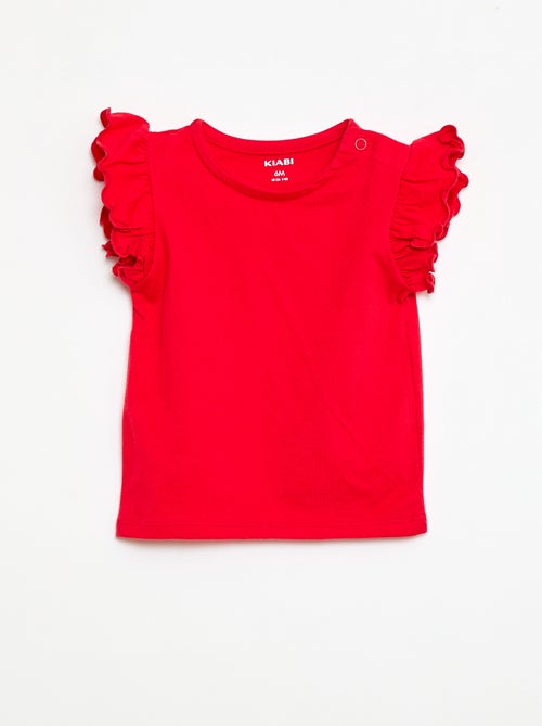 Camiseta de punto de manga corta con volantes - Kiabi
