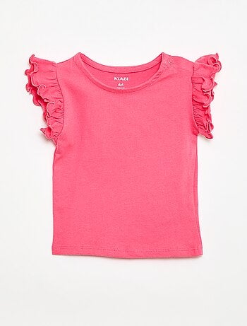 Camiseta de punto de manga corta con volantes