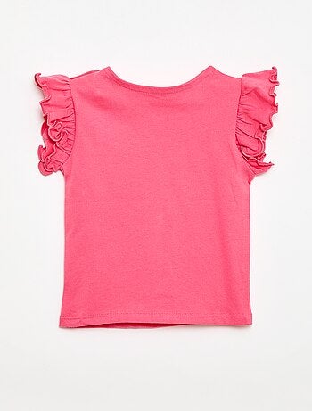 Camiseta de punto de manga corta con volantes