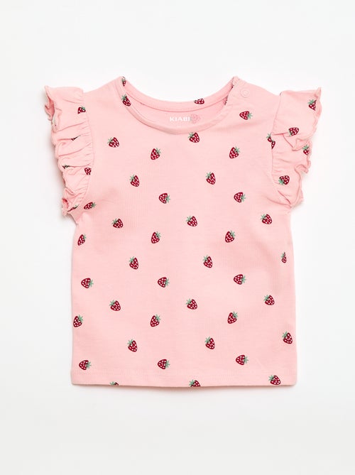 Camiseta de punto de manga corta con volantes - Kiabi