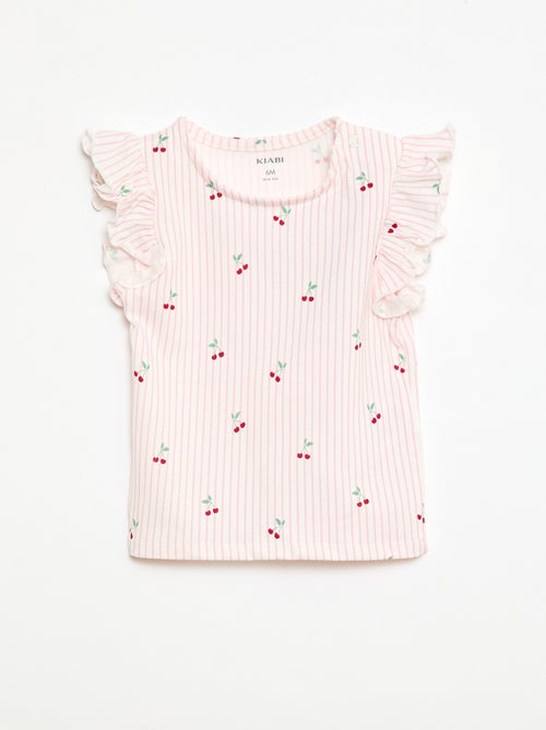 Camiseta de punto de manga corta con volantes - Kiabi