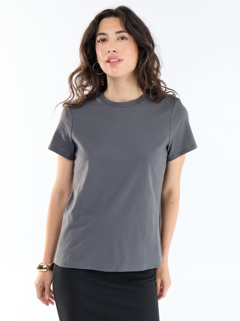Camiseta de punto de manga corta Gris - Kiabi