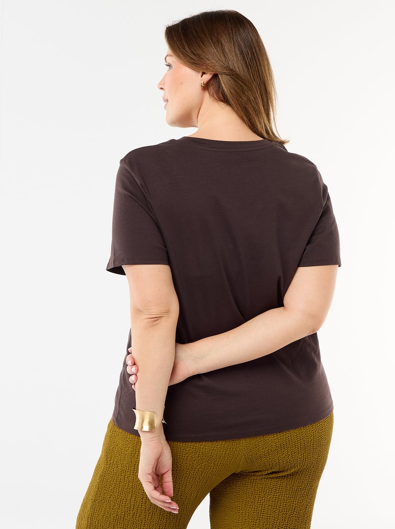 Camiseta de punto de manga corta Marron - Kiabi