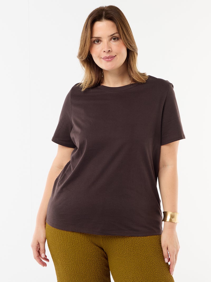 Camiseta de punto de manga corta Marron - Kiabi