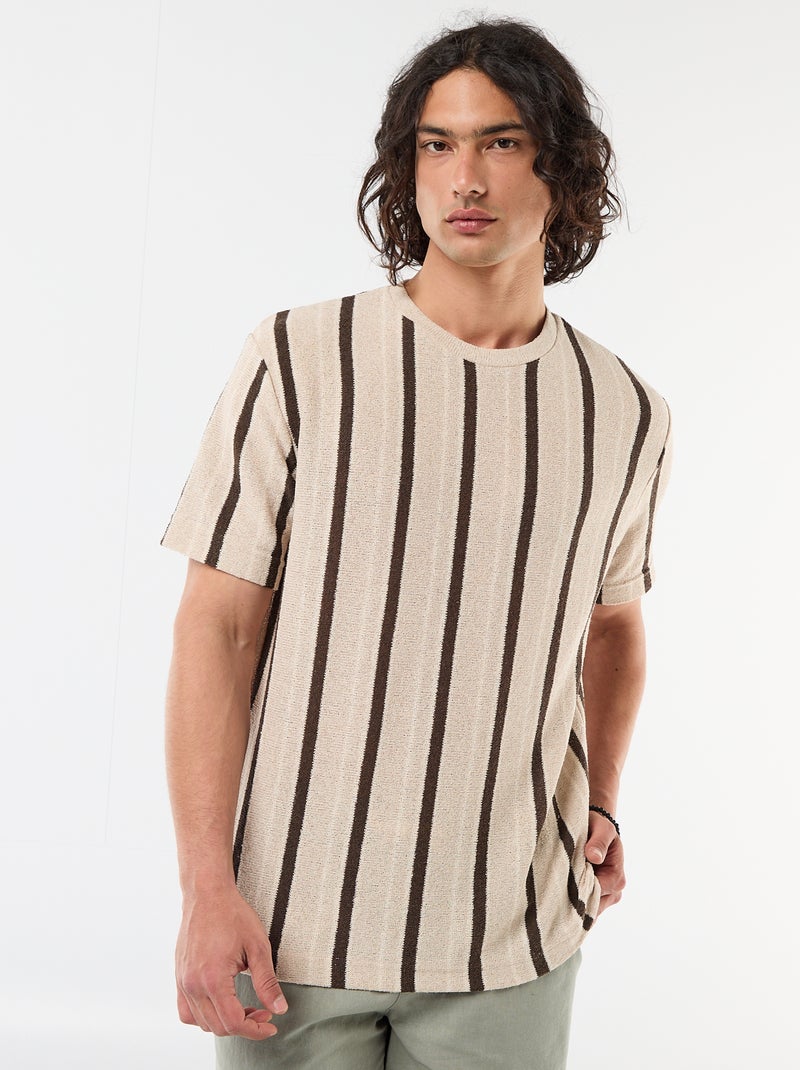 Camiseta de punto de manga corta Marron - Kiabi