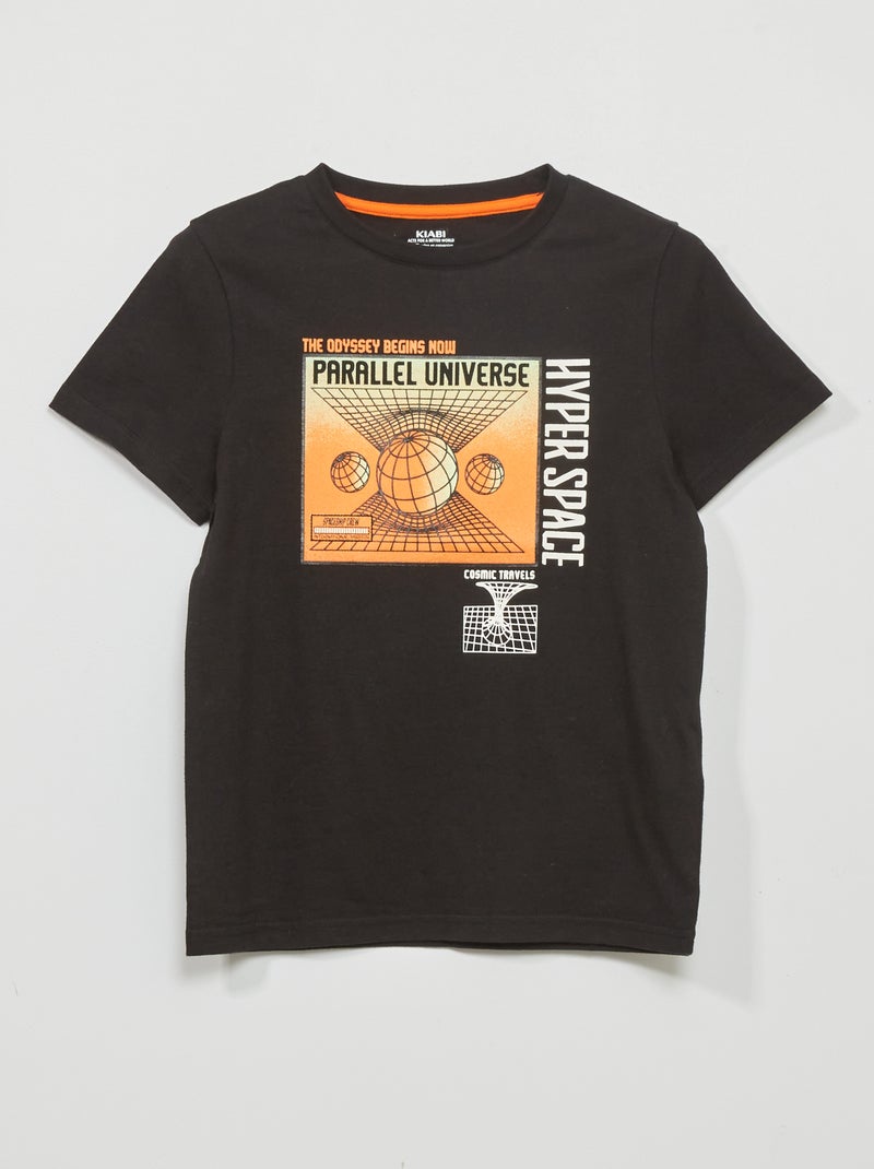 Camiseta de punto de manga corta NEGRO - Kiabi