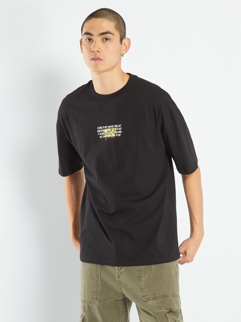 Camiseta de punto de manga corta Negro - Kiabi