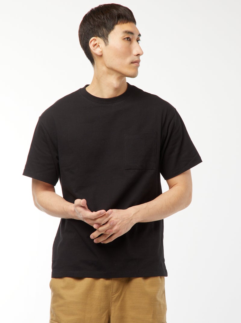 Camiseta de punto de manga corta negro - Kiabi