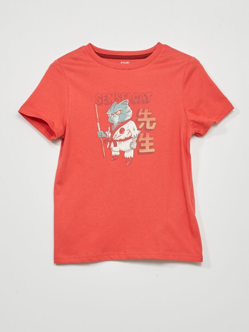 Camiseta de punto de manga corta ROJO - Kiabi