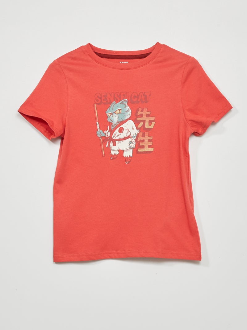Camiseta de punto de manga corta ROJO - Kiabi