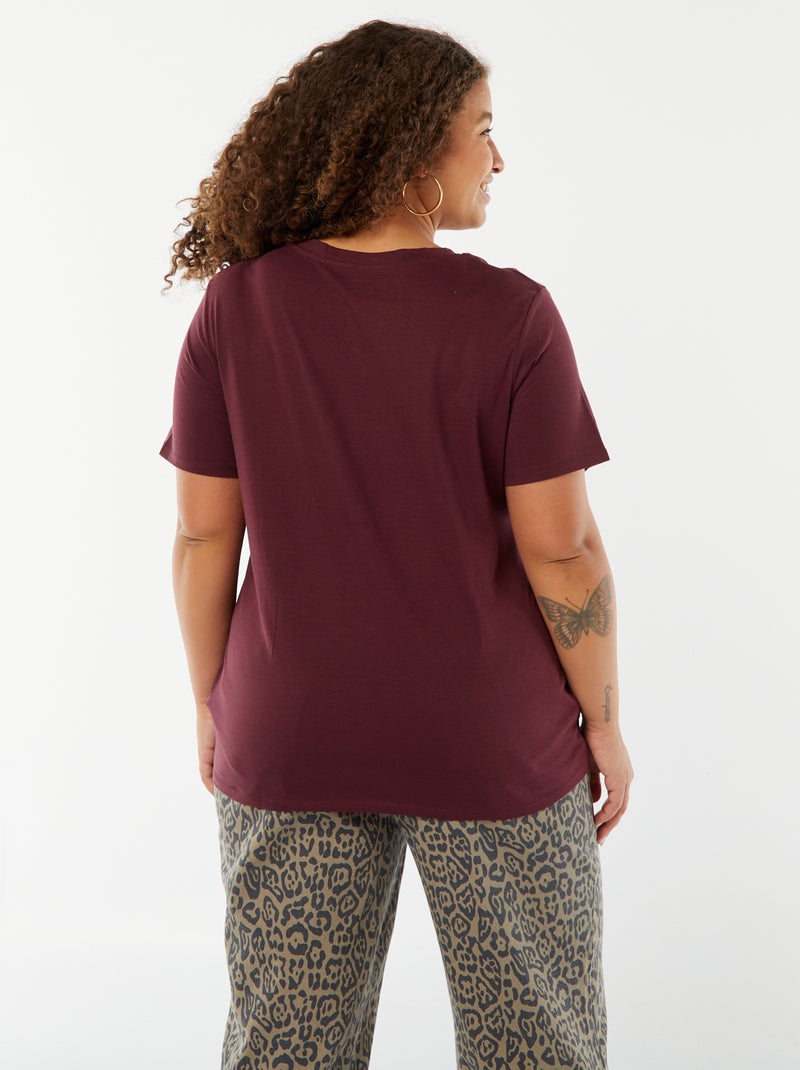 Camiseta de punto de manga corta rojo - Kiabi