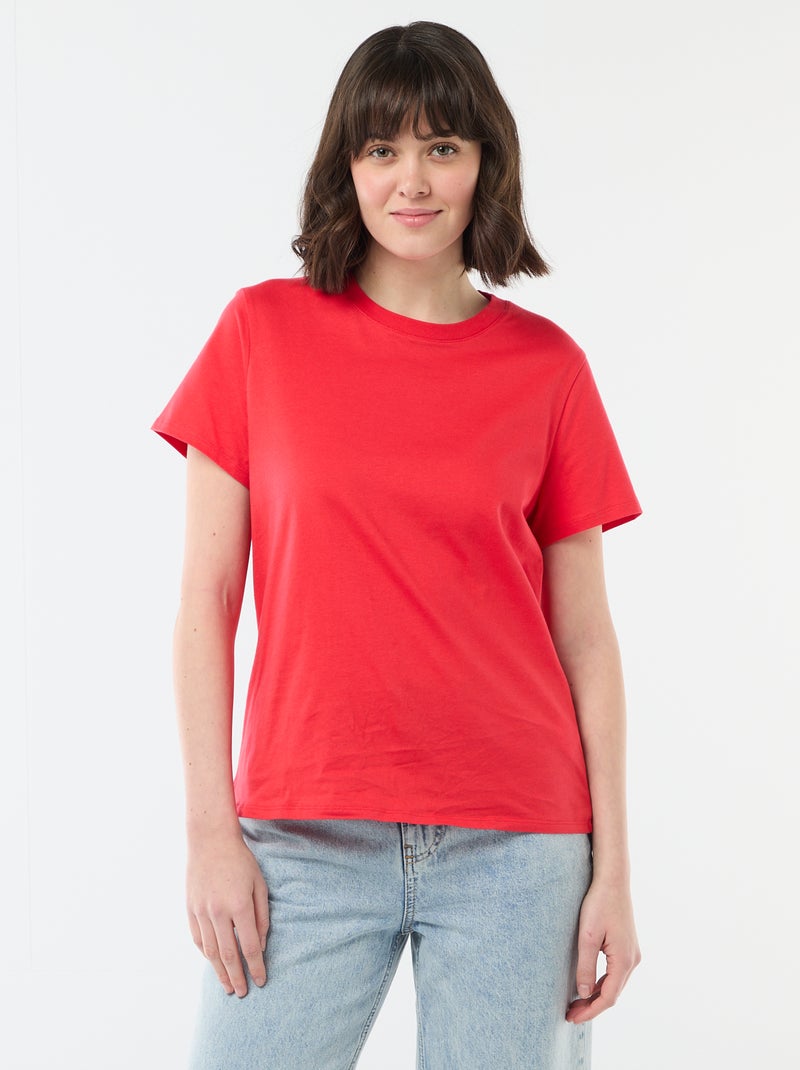 Camiseta de punto de manga corta Rojo - Kiabi