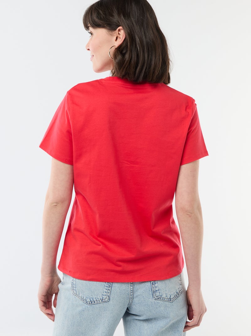 Camiseta de punto de manga corta Rojo - Kiabi