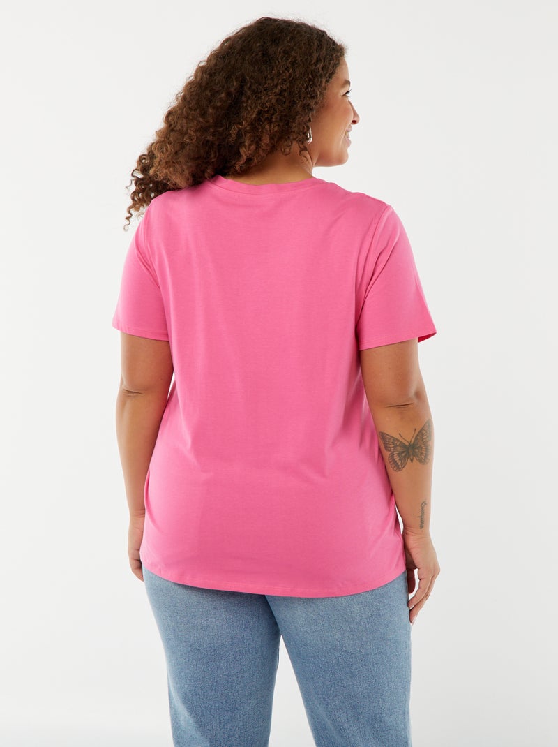 Camiseta de punto de manga corta Rosa - Kiabi