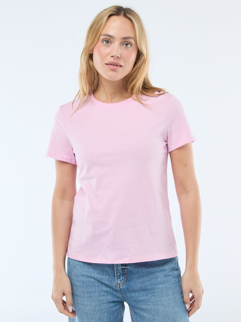 Camiseta de punto de manga corta Rosa - Kiabi