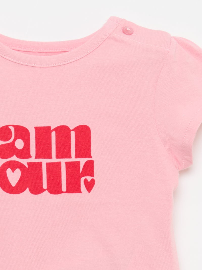 Camiseta de punto de manga corta Rosa - Kiabi