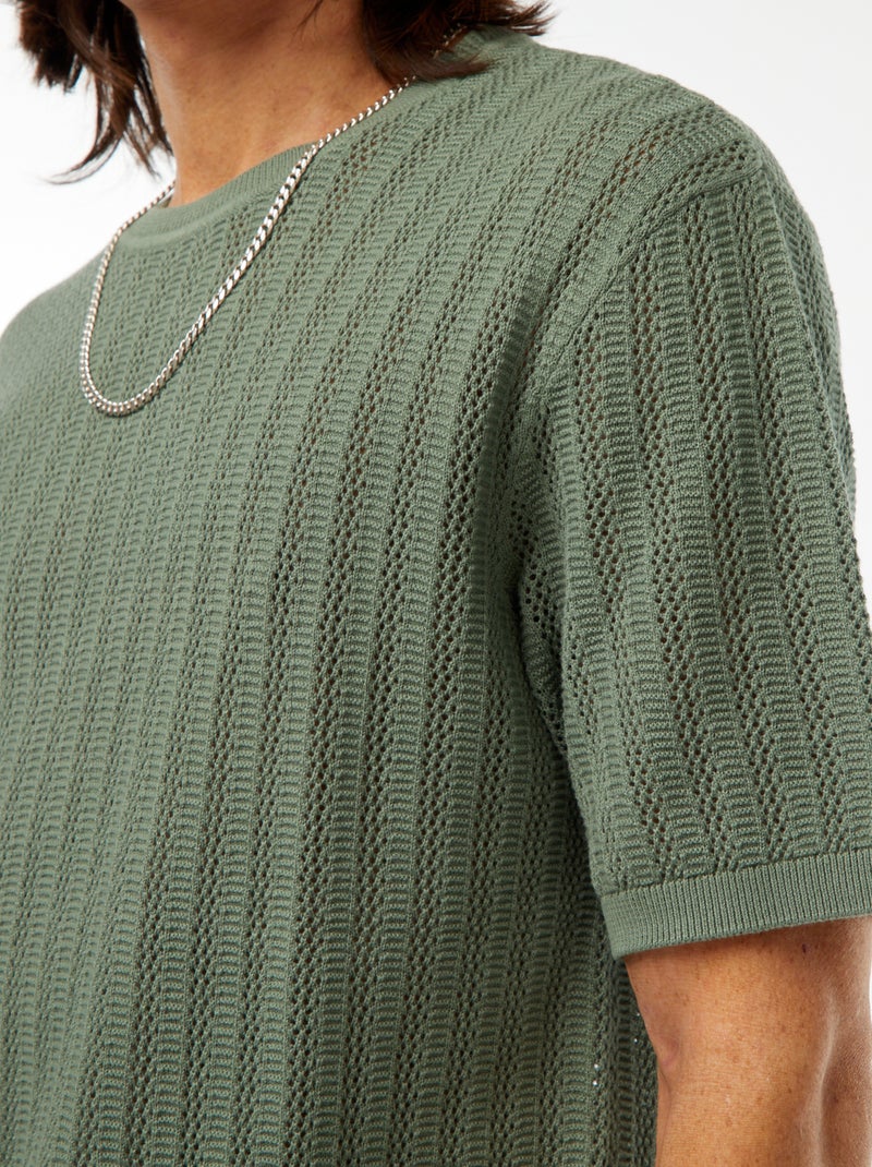 Camiseta de punto de manga corta Verde - Kiabi