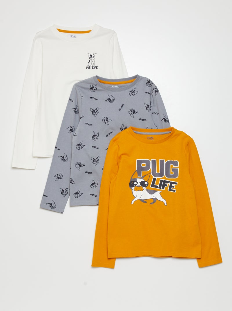 Camiseta de punto de manga larga - Pack de 3 AMARILLO - Kiabi