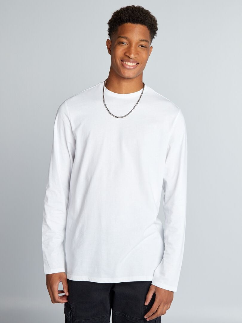 Camiseta de punto de manga larga +1,90 m blanco - Kiabi