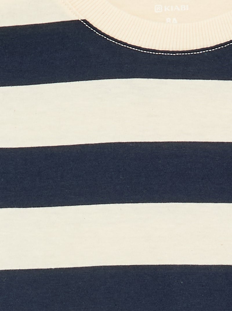 Camiseta de punto de manga larga a rayas Azul - Kiabi