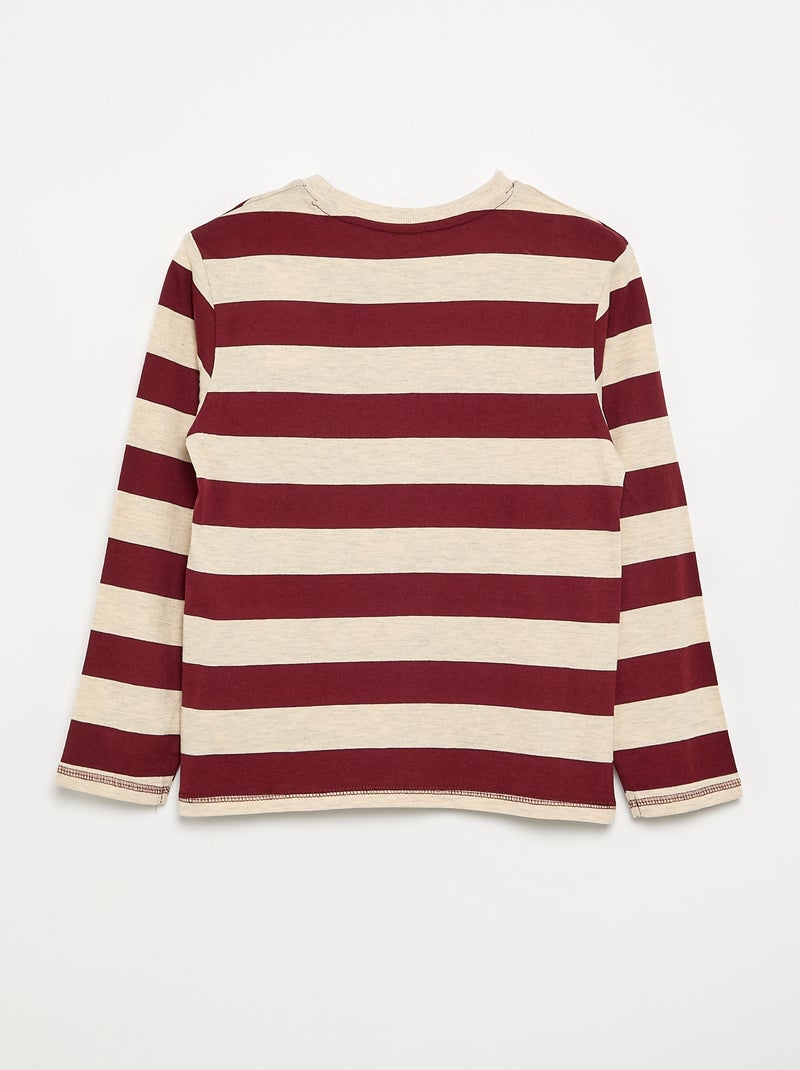 Camiseta de punto de manga larga a rayas Beige - Kiabi