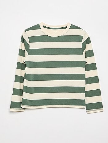 Camiseta de punto de manga larga a rayas