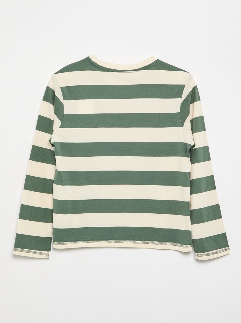 Camiseta de punto de manga larga a rayas Verde - Kiabi