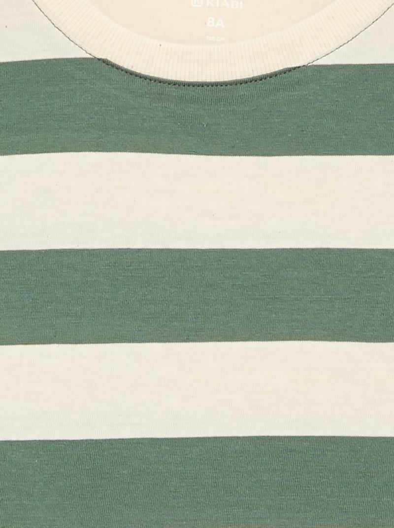 Camiseta de punto de manga larga a rayas Verde - Kiabi