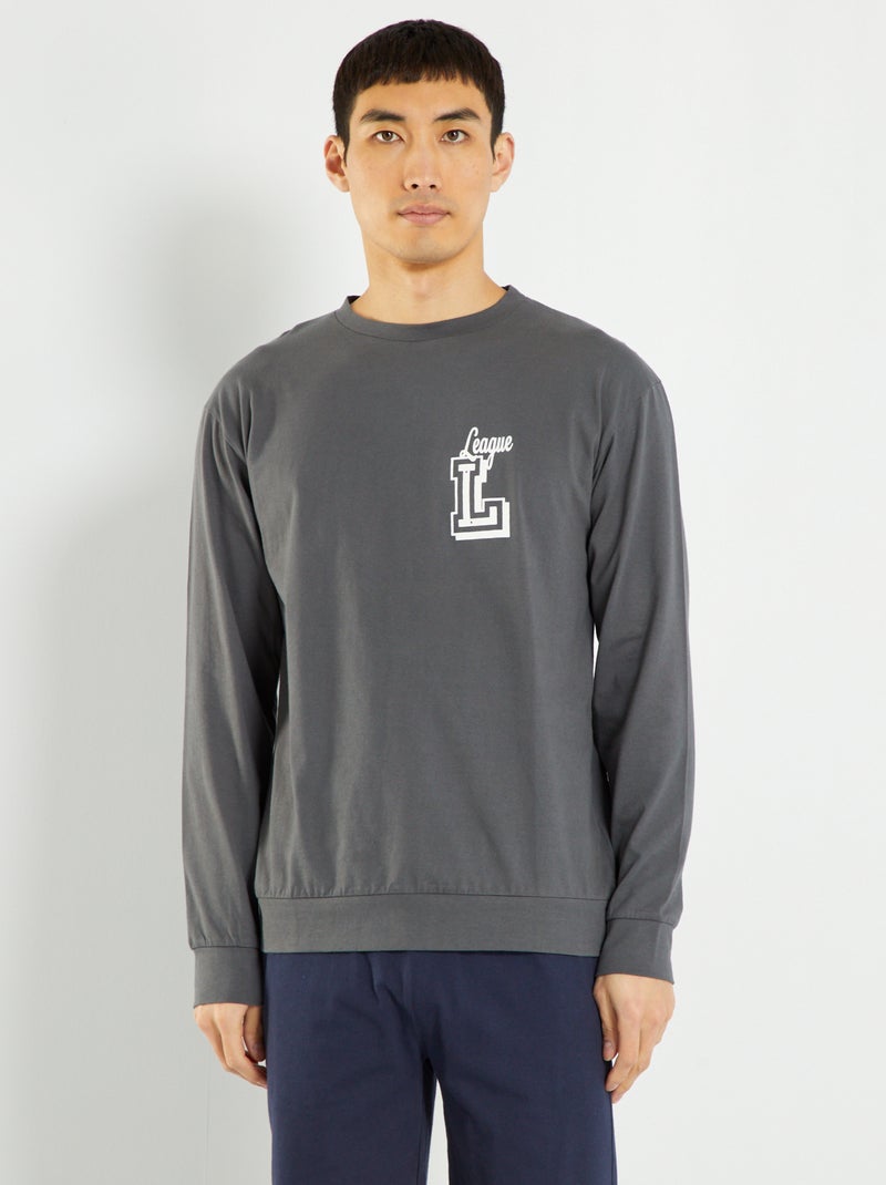 Camiseta de punto de manga larga antractita - Kiabi