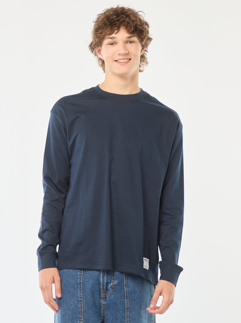 Camiseta de punto de manga larga azul - Kiabi