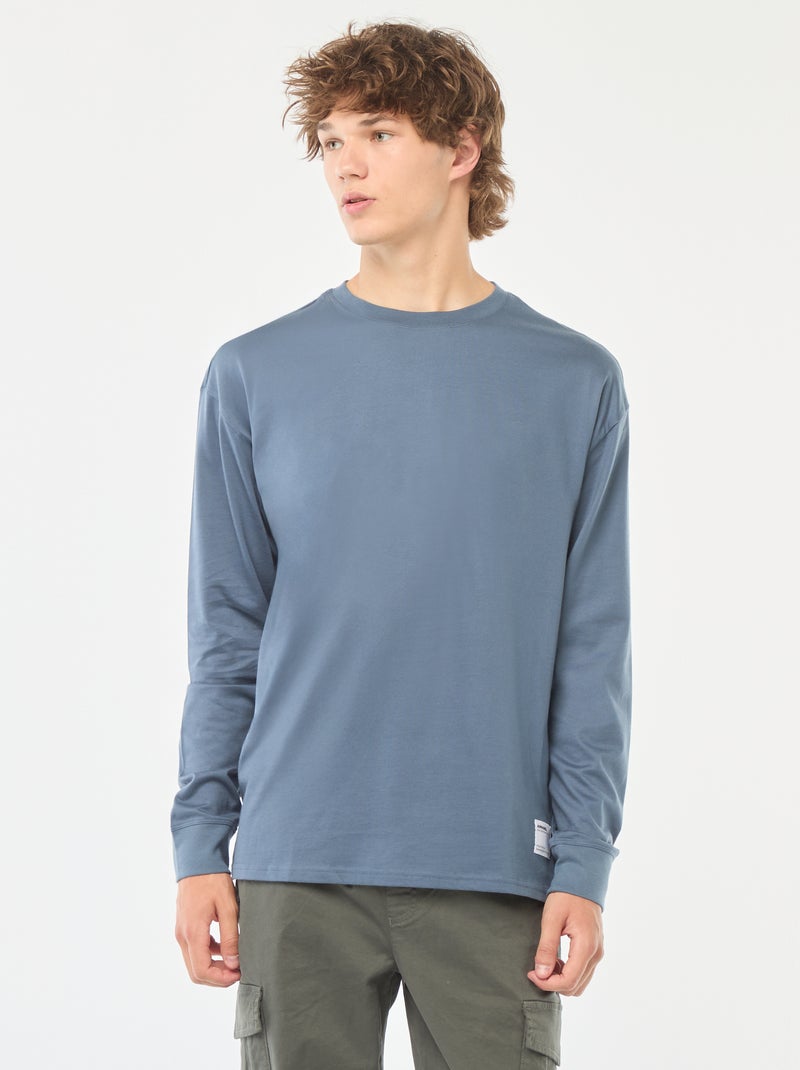 Camiseta de punto de manga larga Azul - Kiabi