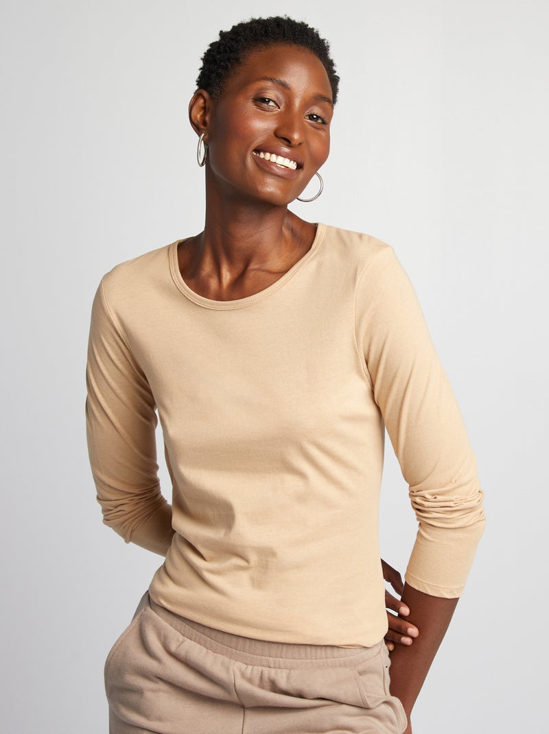Camiseta de punto de manga larga BEIGE - Kiabi