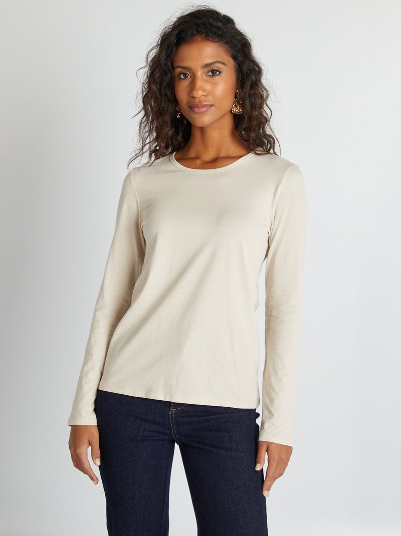 Camiseta de punto de manga larga Beige - Kiabi