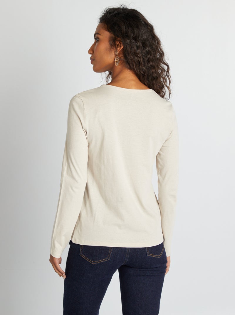 Camiseta de punto de manga larga Beige - Kiabi