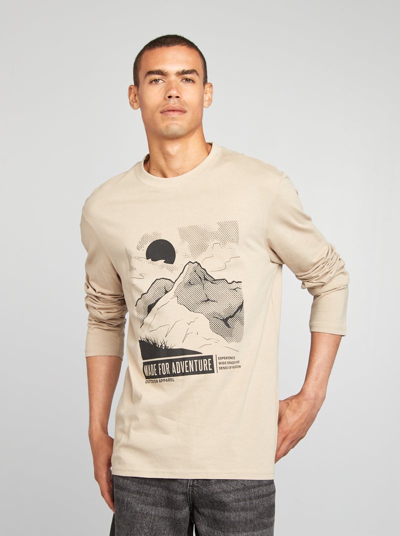 Camiseta de punto de manga larga BEIGE - Kiabi