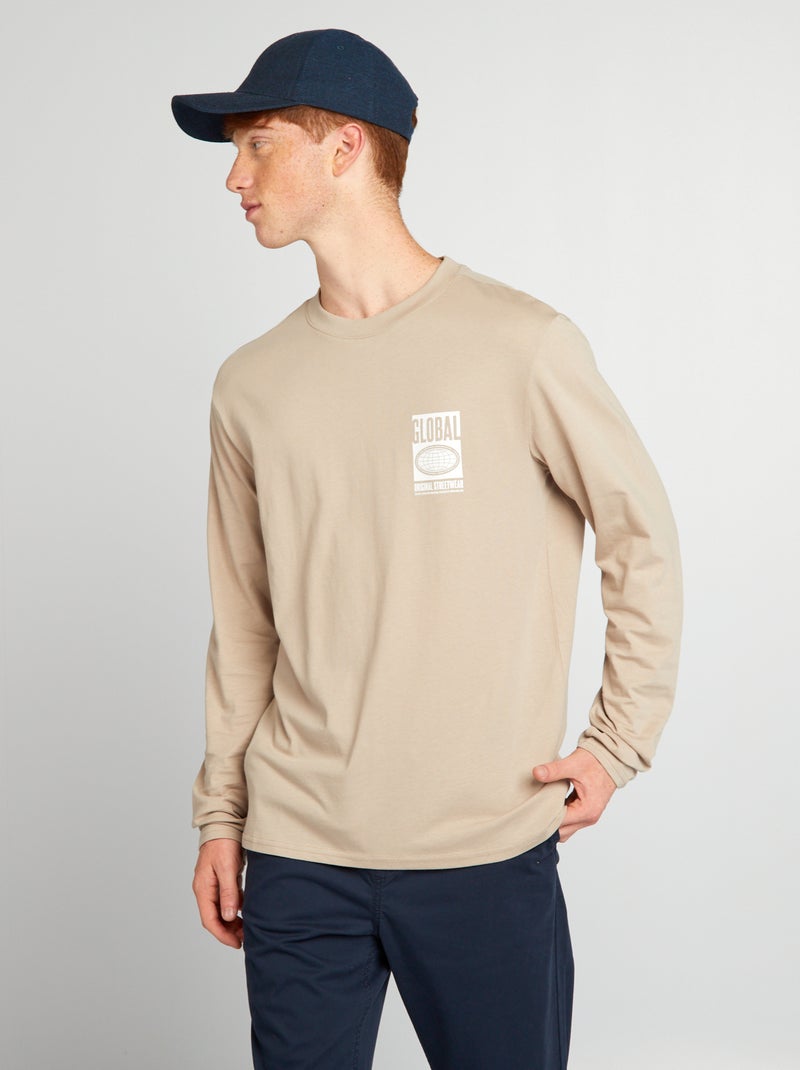 Camiseta de punto de manga larga BEIGE - Kiabi