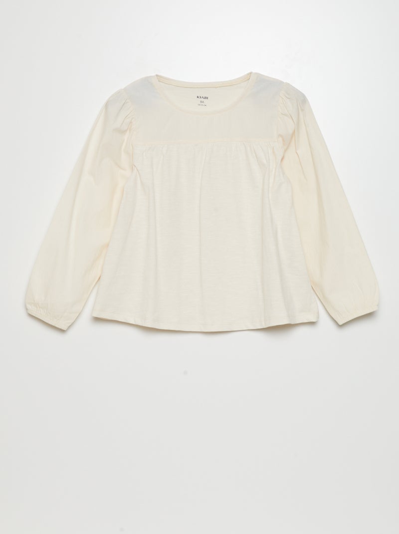 Camiseta de punto de manga larga BLANCO - Kiabi