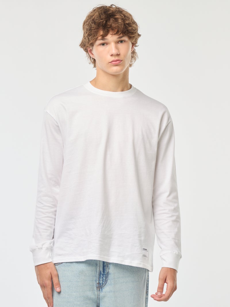Camiseta de punto de manga larga blanco - Kiabi