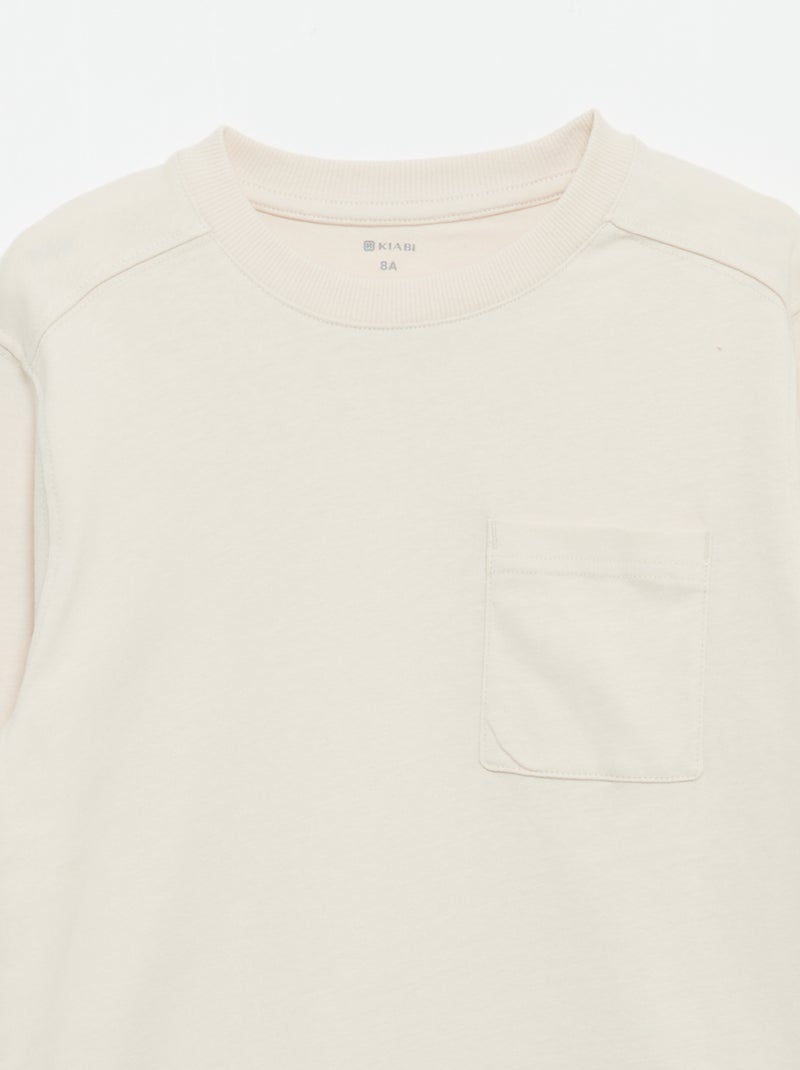 Camiseta de punto de manga larga Blanco - Kiabi