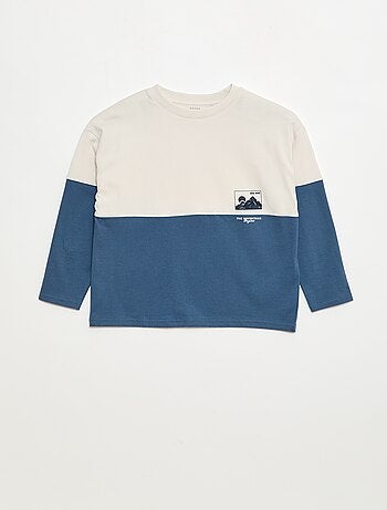 Camiseta de punto de manga larga con efecto color block