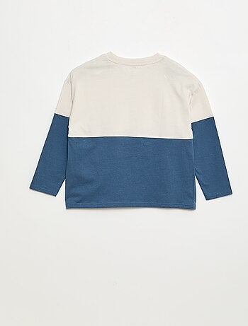 Camiseta de punto de manga larga con efecto color block