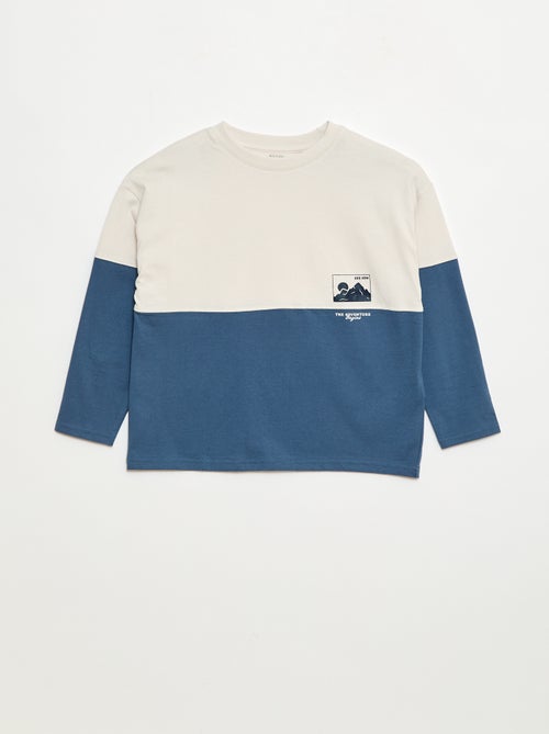 Camiseta de punto de manga larga con efecto color block - Kiabi