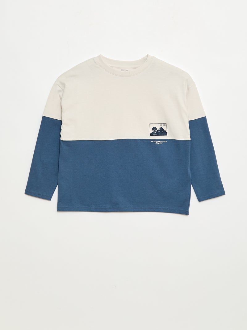 Camiseta de punto de manga larga con efecto color block Azul - Kiabi