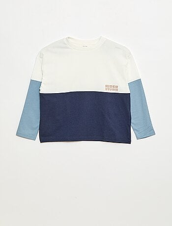 Camiseta de punto de manga larga con efecto color block