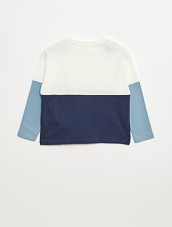 Camiseta de punto de manga larga con efecto color block
