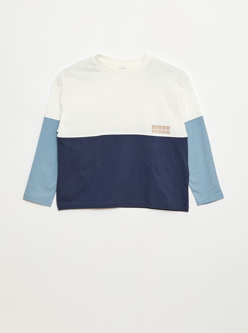 Camiseta de punto de manga larga con efecto color block - Kiabi