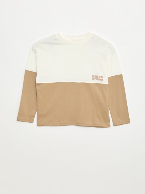 Camiseta de punto de manga larga con efecto color block - Kiabi