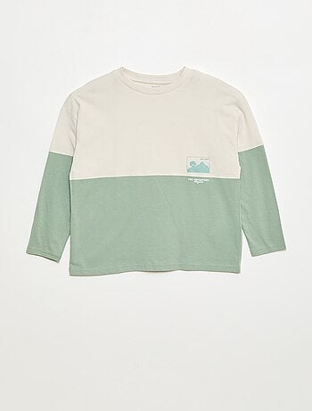 Camiseta de punto de manga larga con efecto color block